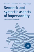 Cover: Semantic and syntactic aspects of impersonality - Buske, H