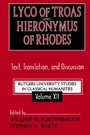 Cover: Lyco of Troas and Hieronymus of Rhodes - Routledge