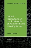Cover: Critical Perspectives on the Scholarship of Assessment and Learning in Law - ANU Press