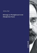 Cover: Beitraege zur Pluralgebrauch in der Altenglischen Poesie - Inktank Publishing
