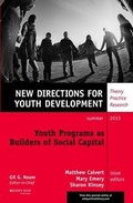 Cover: Youth Programs as Builders of Social Capital - Jossey-Bass