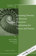 Cover: Increasing Diversity in Doctoral Education - Jossey-Bass