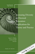 Cover: Increasing Diversity in Doctoral Education: Implications for Theory and Practice - Jossey-Bass