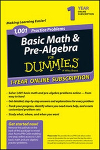 Abbildung von: 1,001 Basic Math & Pre-Algebra Practice Problems for Dummies Access Code Card (1-Year Subscription) - Wiley