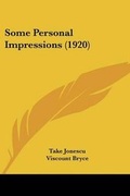 Cover: Some Personal Impressions (1920) - Kessinger Publishing