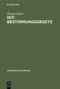Cover: Mitbestimmungsgesetz - De Gruyter