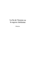 Cover: Fin de l'histoire ou la sagesse chretien - Harmattan