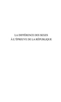 Cover: La difference des sexes a l'epreuve de la Republique - Harmattan
