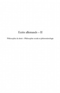 Cover: ecrits allemands -ii - Harmattan