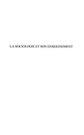 Cover: Sociologie et son enseignementla - Harmattan