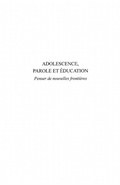 Cover: Adolescence parole et education - Harmattan