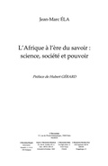 Cover: Afrique a l'ere du savoir - Harmattan