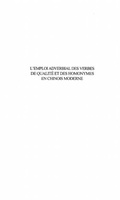Cover: L'EMPLOI ADVERBIAL DES VERBES DE QUALITE ET DES HOMONYMES EN CHINOIS MODERNE - Harmattan