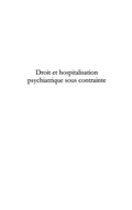 Cover: Droit et hospitalisation psychiatrique sous contrainte - Harmattan