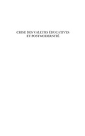 Cover: Crise des valeurs educatives et postmodernite - Harmattan