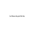Cover: Blues du prof de fac Le - Harmattan
