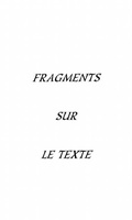 Cover: FRAGMENTS SUR LE TEXTE - Harmattan