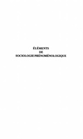 Cover: Elements de sociologie phenomenologique - Harmattan