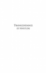 Cover: Transcendance et finiture - Harmattan