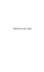 Cover: PROPOS SUR L'ART - Harmattan