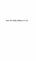 Cover: POUR UNE REALITE PUBLIQUE DE L'ART - Harmattan