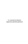 Cover: Le concept de memoire - approches plurid - Harmattan