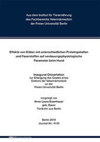 Abbildung von: Effekte von Diäten mit unterschiedlichen Proteingehalten und Faserstoffen auf verdauungsphysiologische Parameter beim Hund - Mensch & Buch