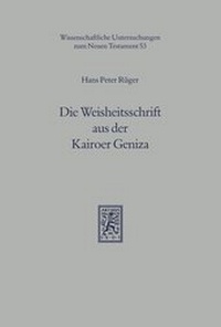 Abbildung von: Die Weisheitsschrift aus der Kairoer Geniza - Mohr Siebeck