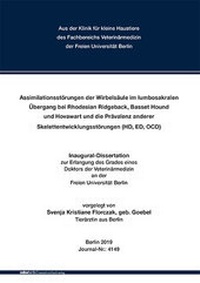 Abbildung von: Assimilationsstörungen der Wirbelsäule im lumbosakralen Übergang bei Rhodesian Ridgeback, Basset Hound und Hovawart und die Prävalenz anderer Skelettentwicklungsstörungen (HD, ED, OCD) - Mensch & Buch