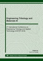 Cover: Engineering Tribology and Materials III - Trans Tech Publications Ltd