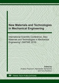 Cover: New Materials and Technologies in Mechanical Engineering - Trans Tech Publications Ltd