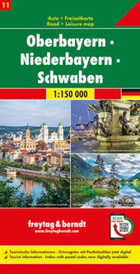 Abbildung von: Oberbayern - Niederbayern - Schwaben, Autokarte 1:150 000, Blatt 11 - Freytag-Berndt und ARTARIA