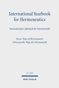 Cover: International Yearbook for Hermeneutics/Internationales Jahrbuch f&uuml;r Hermeneutik - Mohr Siebeck