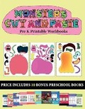 Cover: Pre K Printable Workbooks (20 full-color kindergarten cut and paste activity sheets - Monsters) - Best Activity Books for Kids