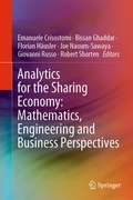 Cover: Analytics for the Sharing Economy: Mathematics, Engineering and Business Perspectives - Springer