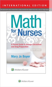 Enlarge image Cover: Math For Nurses - WOLTERS KLUWER HEALTH