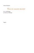 Cover: Was zu sagen bleibt - Urs Engeler