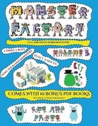 Enlarge image Cover: Cut and Paste Worksheets PDF (Cut and paste Monster Factory - Volume 3) - Best Activity Books for Kids