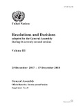 Cover: Resolutions and Decisions Adopted by the General Assembly During Its Seventy-second Session - United Nations