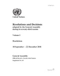 Cover: Resolutions and Decisions Adopted by the General Assembly During Its Seventy-third Session - United Nations