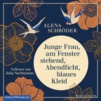 Abbildung von: Junge Frau, am Fenster stehend, Abendlicht, blaues Kleid - Hörbuch Hamburg