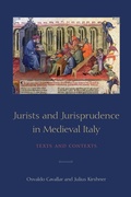 Cover: Jurists and Jurisprudence in Medieval Italy - University of Toronto Press