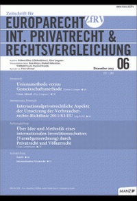 Abbildung von: ZfRV - Zeitschrift für Europarecht, Internationales Privatrecht und Rechtsvergleichung - Manz