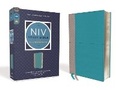 Cover: NIV Study Bible, Fully Revised Edition (Study Deeply. Believe Wholeheartedly.), Leathersoft, Teal/Gray, Red Letter, Comfort Print - Zondervan