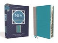 Cover: NIV Study Bible, Fully Revised Edition (Study Deeply. Believe Wholeheartedly.), Leathersoft, Teal/Gray, Red Letter, Thumb Indexed, Comfort Print - Zondervan