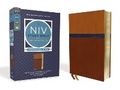 Cover: NIV Study Bible, Fully Revised Edition (Study Deeply. Believe Wholeheartedly.), Personal Size, Leathersoft, Brown/Blue, Red Letter, Comfort Print - Zondervan