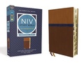 Cover: NIV Study Bible, Fully Revised Edition (Study Deeply. Believe Wholeheartedly.), Personal Size, Leathersoft, Brown/Blue, Red Letter, Thumb Indexed, Comfort Print - Zondervan