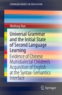 Cover: Universal Grammar and the Initial State of Second Language Learning - Springer