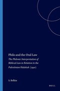 Cover: Philo and the Oral Law - Brill