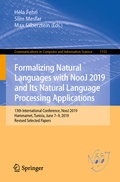 Cover: Formalizing Natural Languages with NooJ 2019 and Its Natural Language Processing Applications - Springer